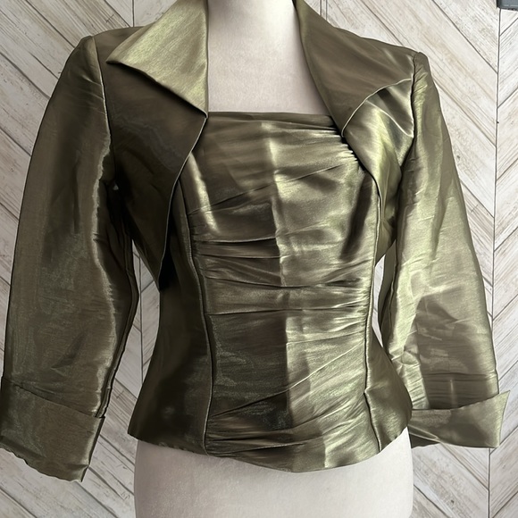 J R Nites by Caliendo 2 pc shimmery spaghetti strap top and bolero jacket 6 - Picture 1 of 12